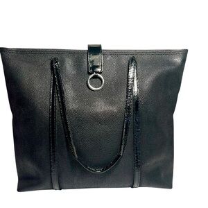 Jack George’s Italian Leather Black Zip Top Tote